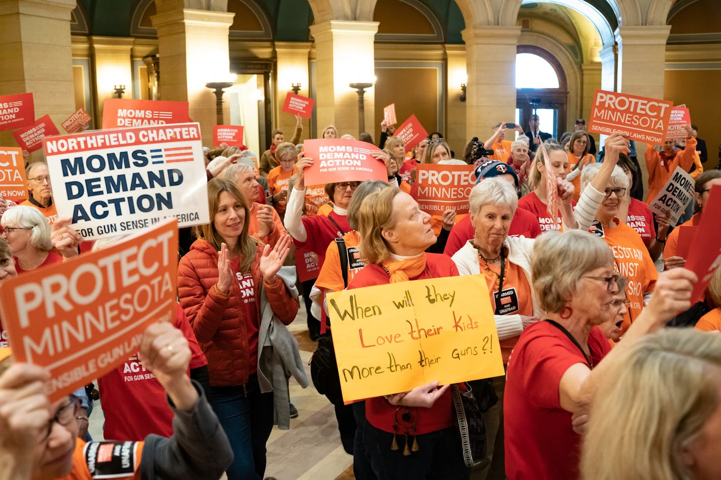 Moms Demand Action for gun sense in America held a rally in the Minnesota State Capitol Rotunda. ] GLEN STUBBE &#x2022; glen.stubbe@startribune.com Monday, April 29, 2019