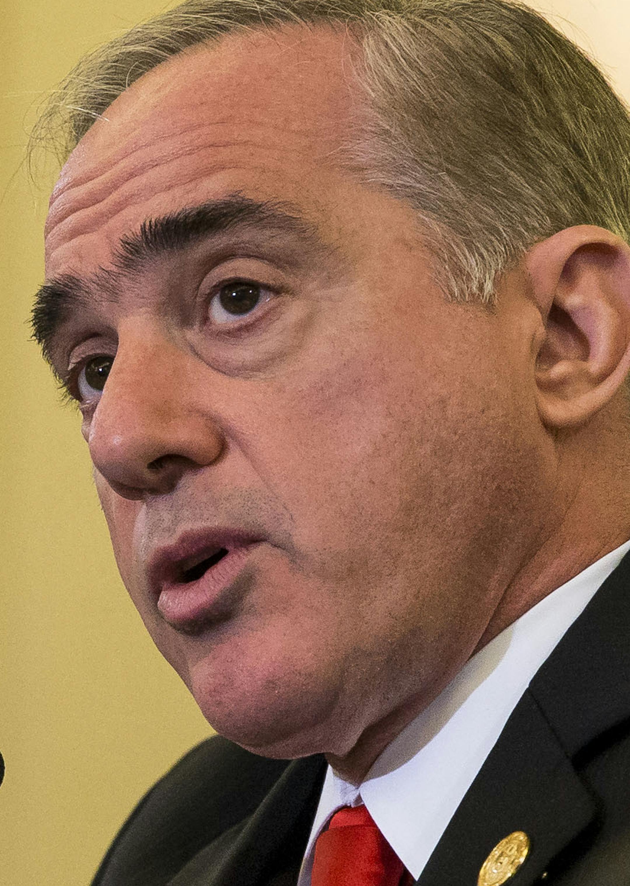 Veterans Affairs Secretary David Shulkin speaks during a Senate Veteran's Affairs committee hearing on suicide prevention on Capitol Hill in Washington, Sept. 27, 2017. (Al Drago/The New York Times)