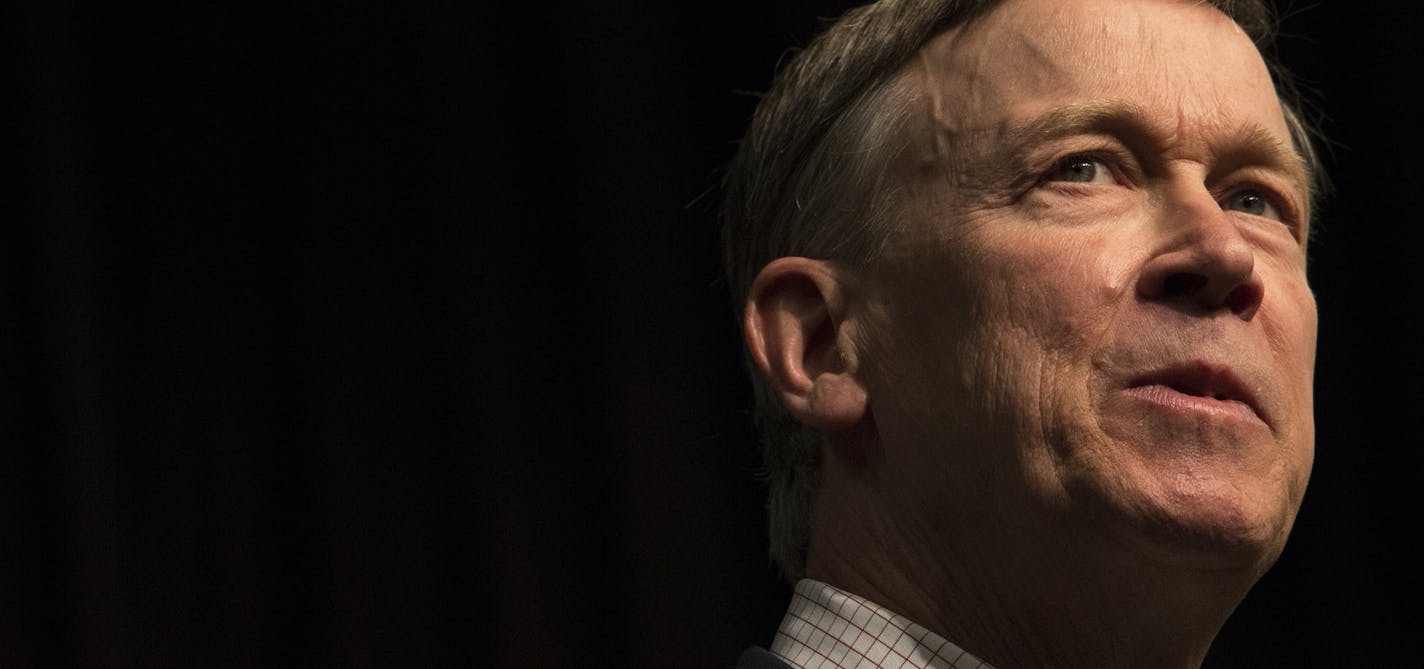 Former Colorado Gov. John Hickenlooper, a candidate for the 2020 Democratic presidential nomination, speaks at the National Action Network&#x2019;s conference organized by the Rev. Al Sharpton in New York, April 5, 2019. The conference provided the top Democratic candidates an opportunity to speak directly to an influential segment of the black voting bloc. (Gabriella Angotti-Jones/The New York Times)