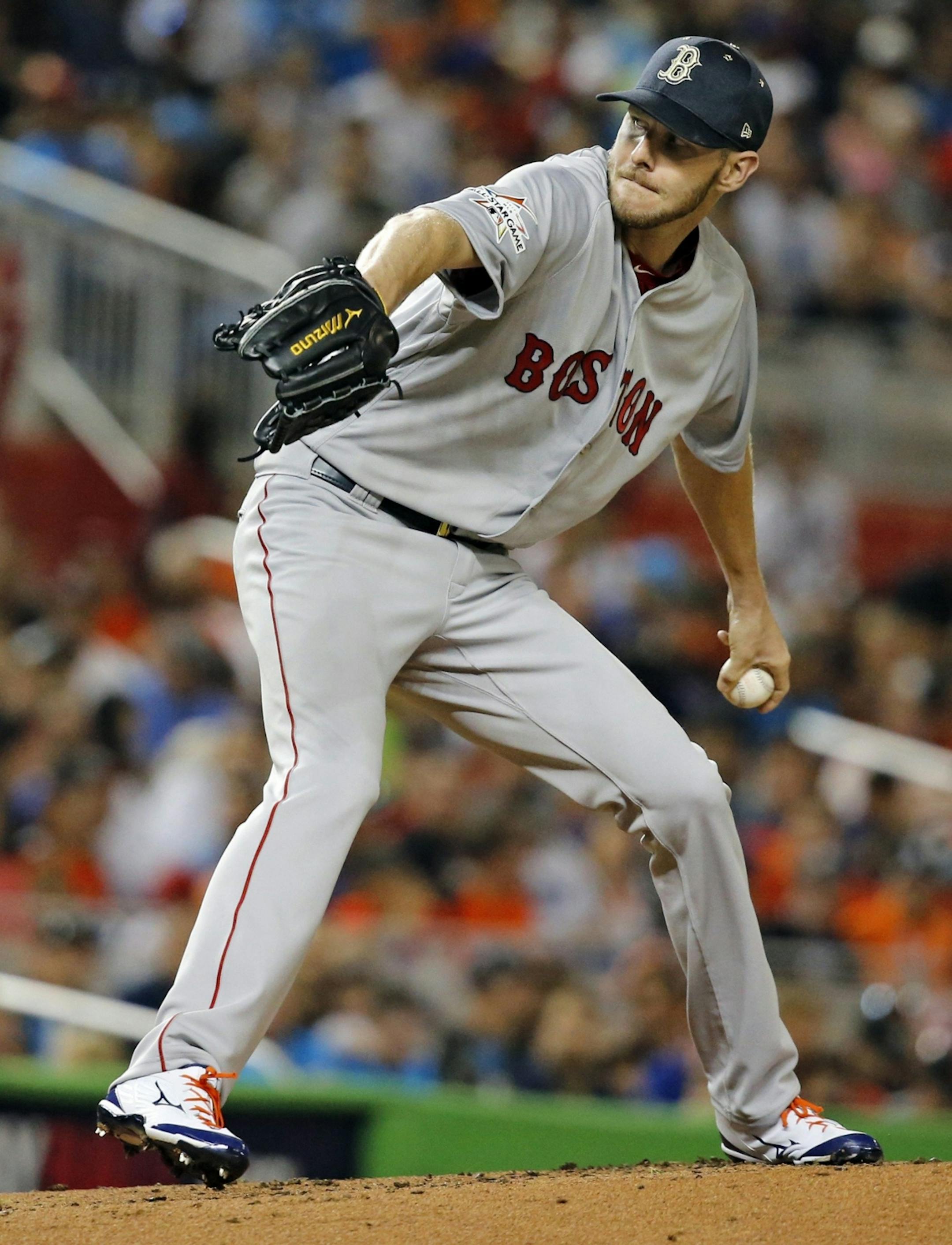 Boston Red Sox pitcher Chris Sale (41) pitches during the MLB All-Star Game on Tuesday, July 11, 2017, at Marlins Park in Miami, Fla.