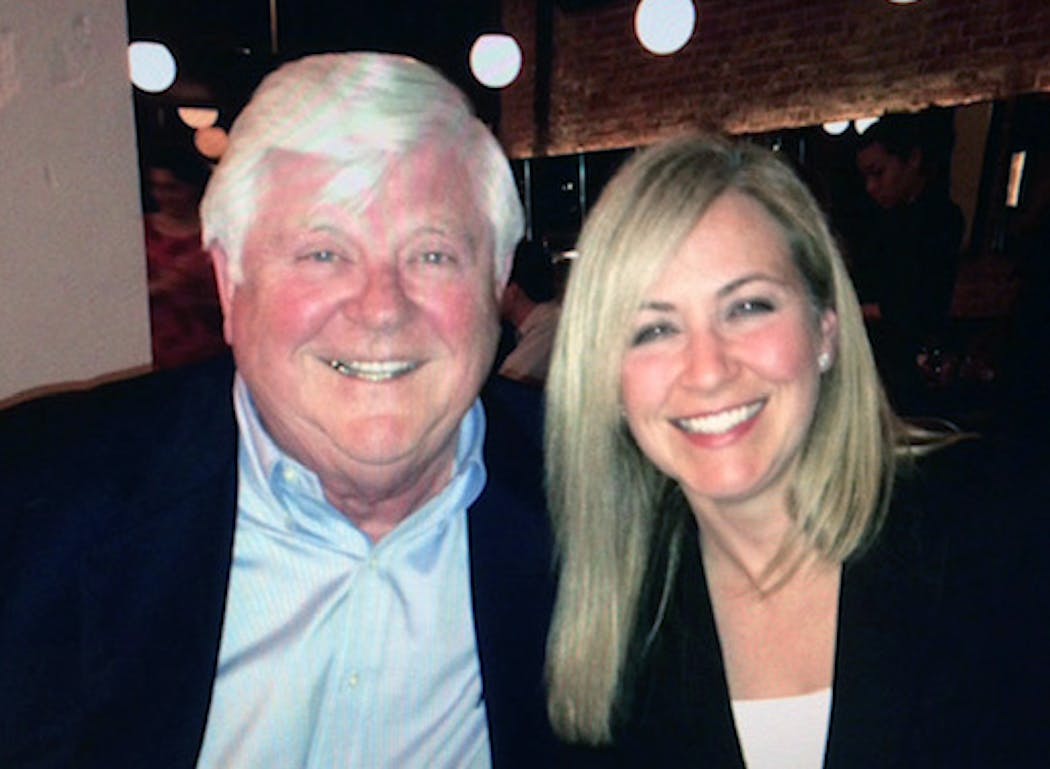 Serene Warren, who is suing her family over her share of a $1.3 billion fortune, is seen here with her father, Ken Evenstad, who died before the case came to trial last year.