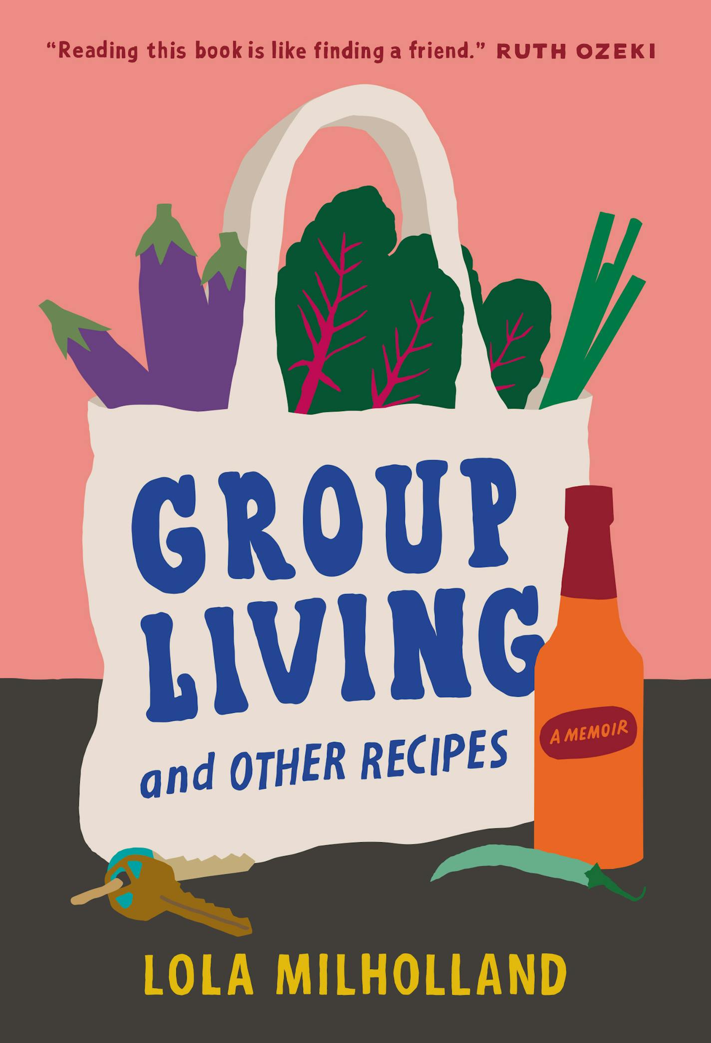 cover of Group Living and Other Recipes is an illustration of a bag of groceries