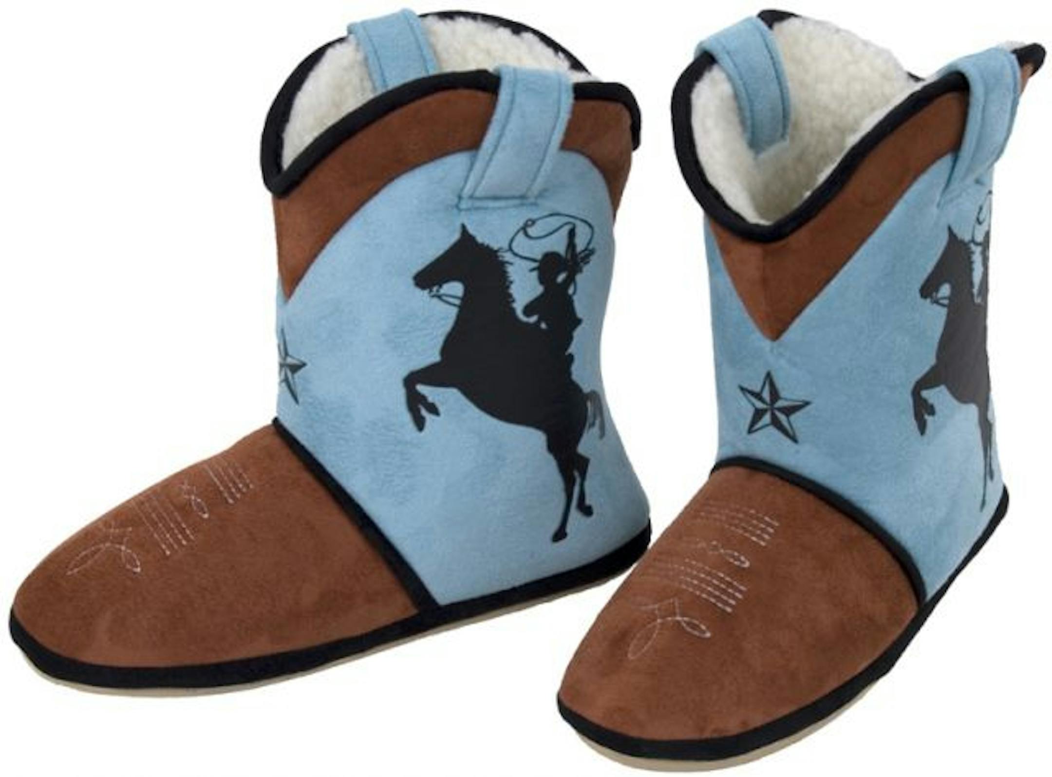 Rodeo Roper cowboy boot slippers by Cicciabella are $25 (regularly $50) at the sample sale running through Saturday in Eagan. Other styles of boot slippers and regular slippers are also available.