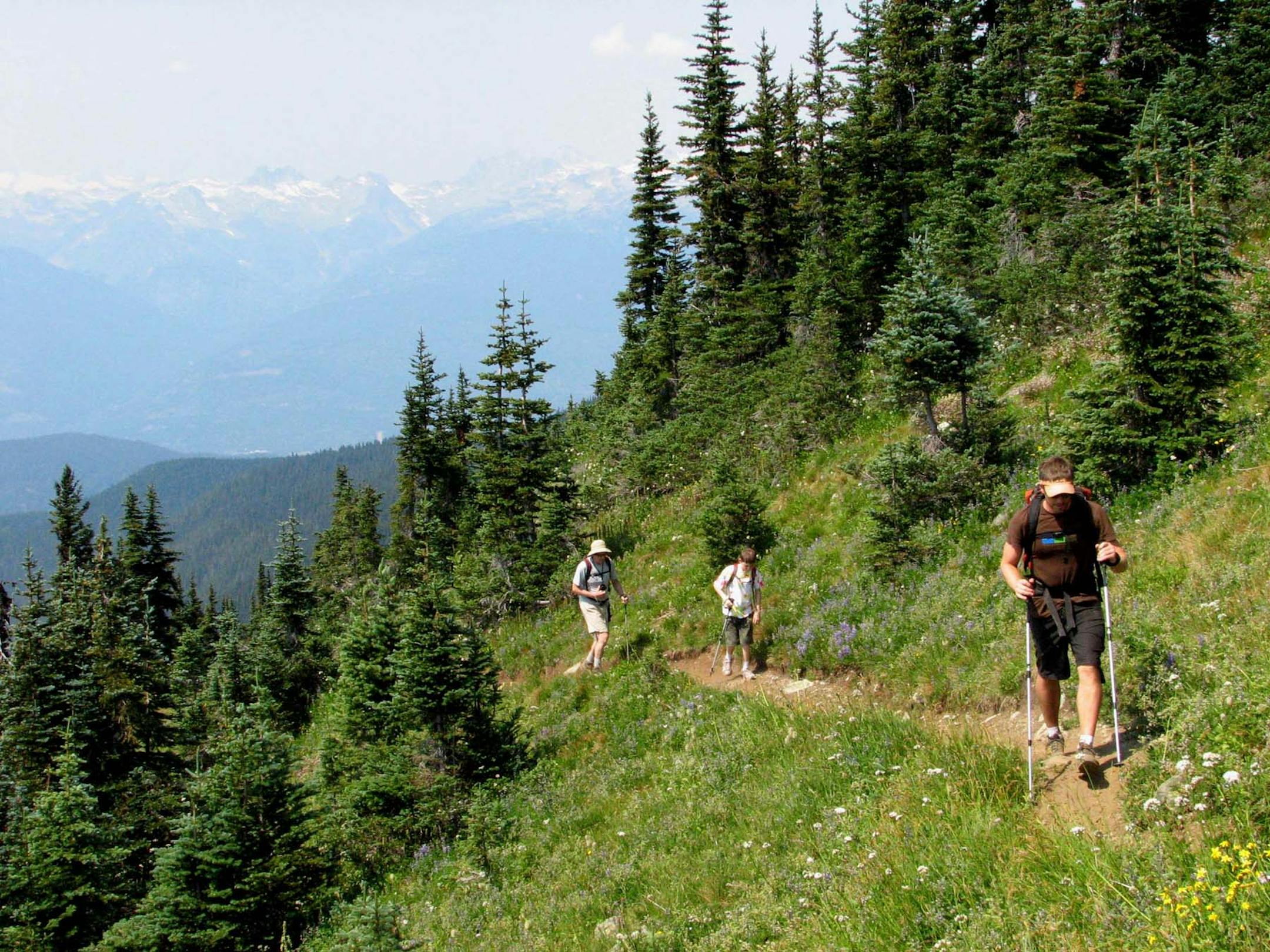 Hikers make their way along Whistler Mountain's High Note Trail.