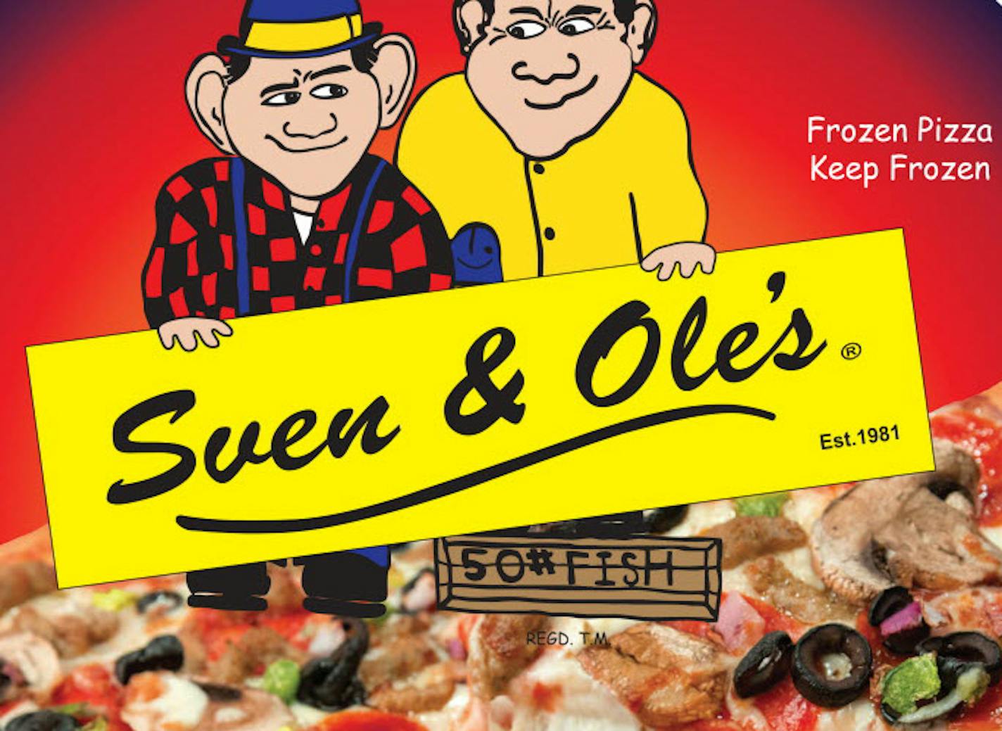 Sven and Ole's frozen Uffda Zah frozen pizza.