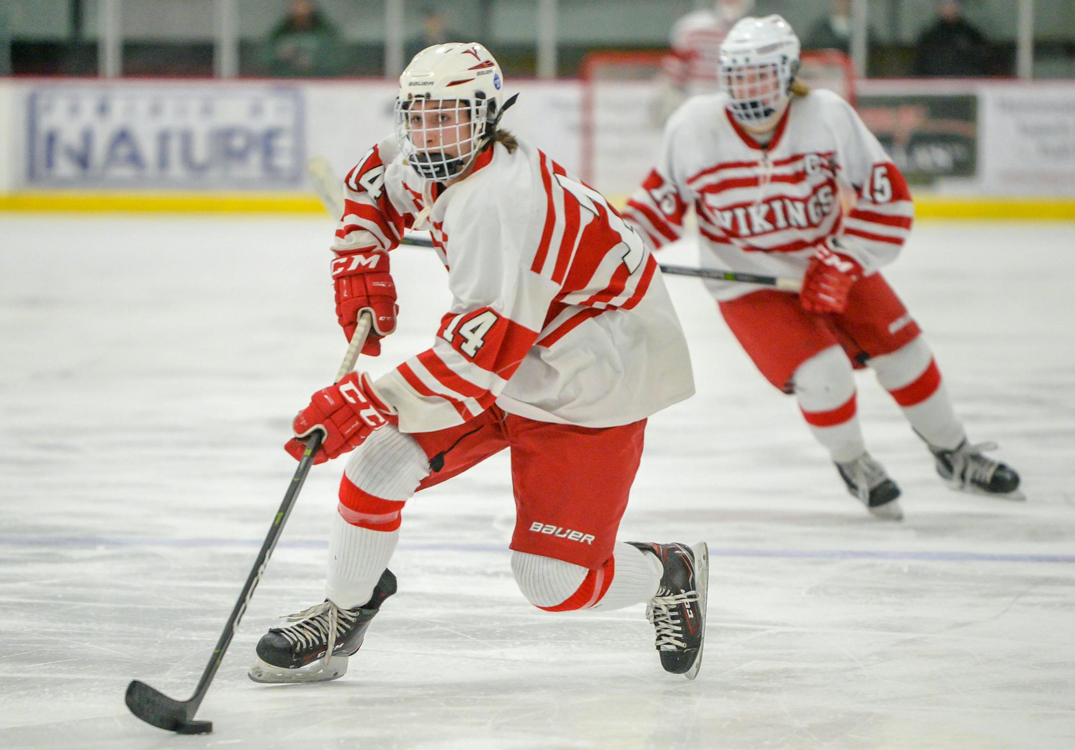 North Branch sophomore Cody Croal (14), Class 1A Section 5 Championship. Chisago Lakes vs. North Branch. February 28, 2019. Photo By Earl J. Ebensteiner, SportsEngine