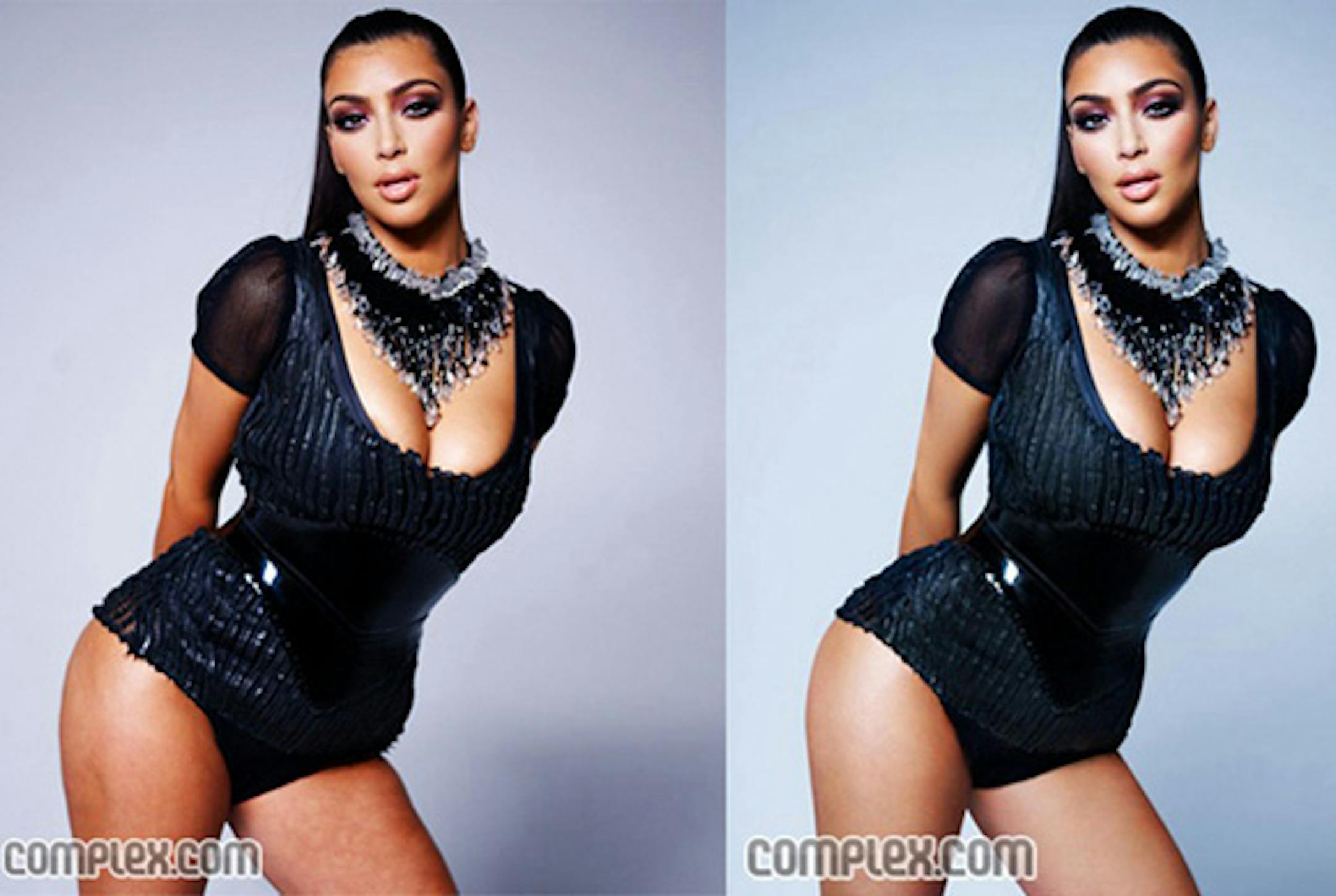 The images of Kim Kardashian: the revised image is on the right.