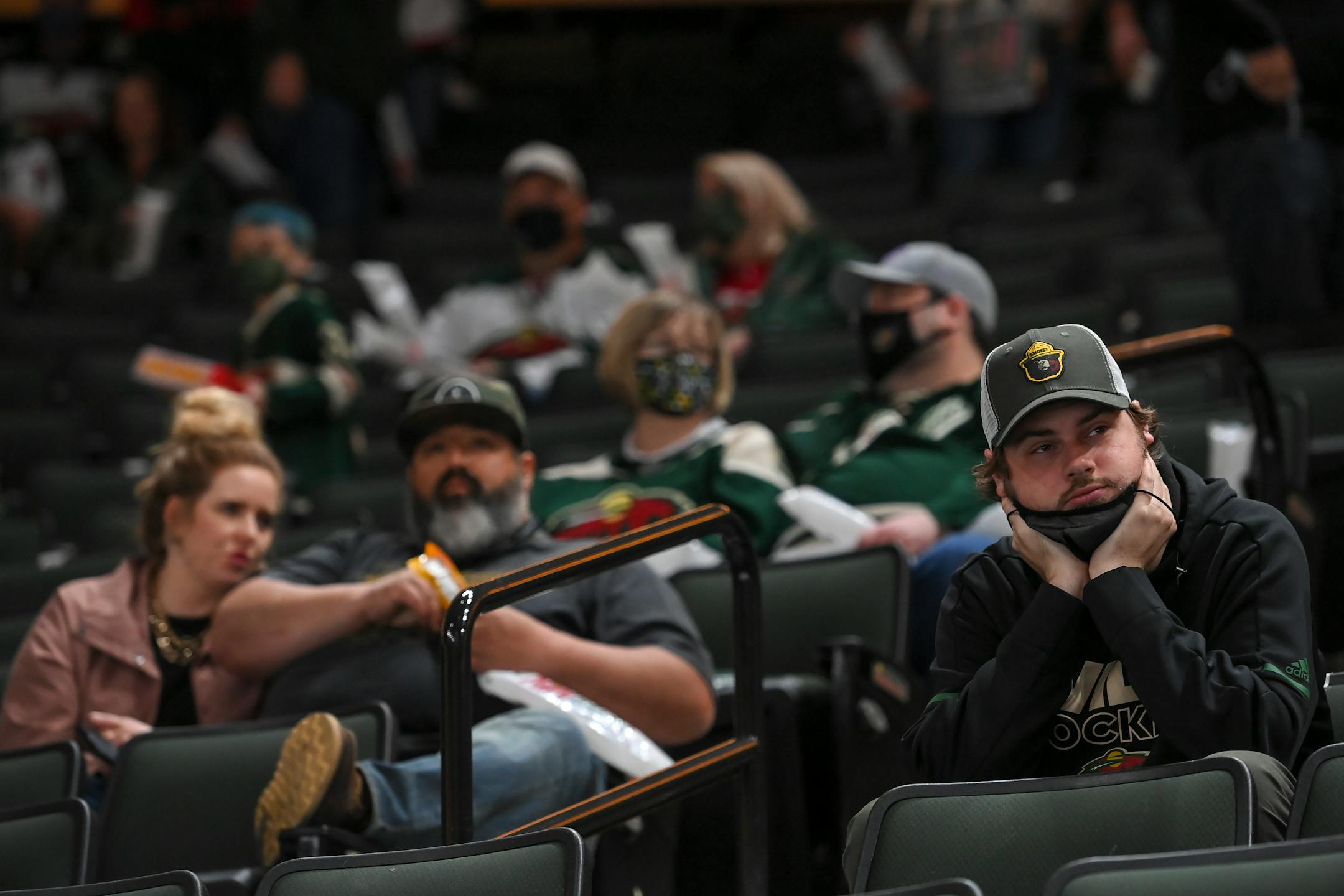 Dejected Minnesota fans after their team's 5-2 loss to the Vegas Golden Knights.