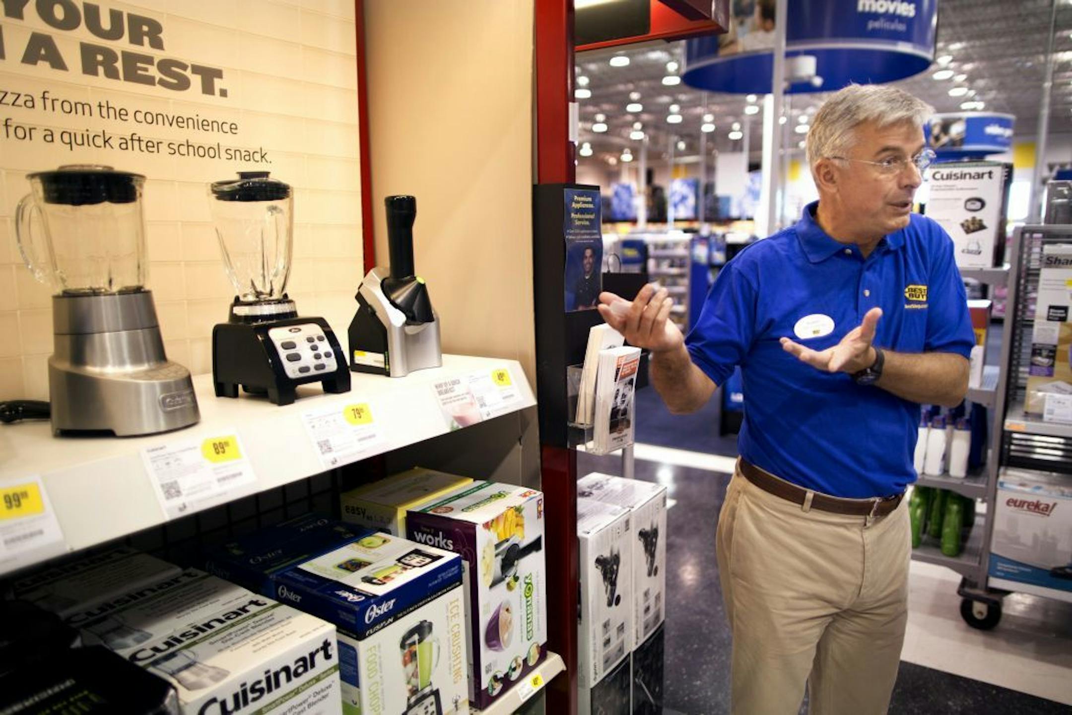 Best Buy has appointed a new CEO, Hubert Joly, to lead the beleaguered electronics retailer and this week Joly was working the floor as a "blue shirt" at the St. Cloud Store. BRIAN PETERSON • brianp@startribune.com St. Cloud, MN - 09/06/2012