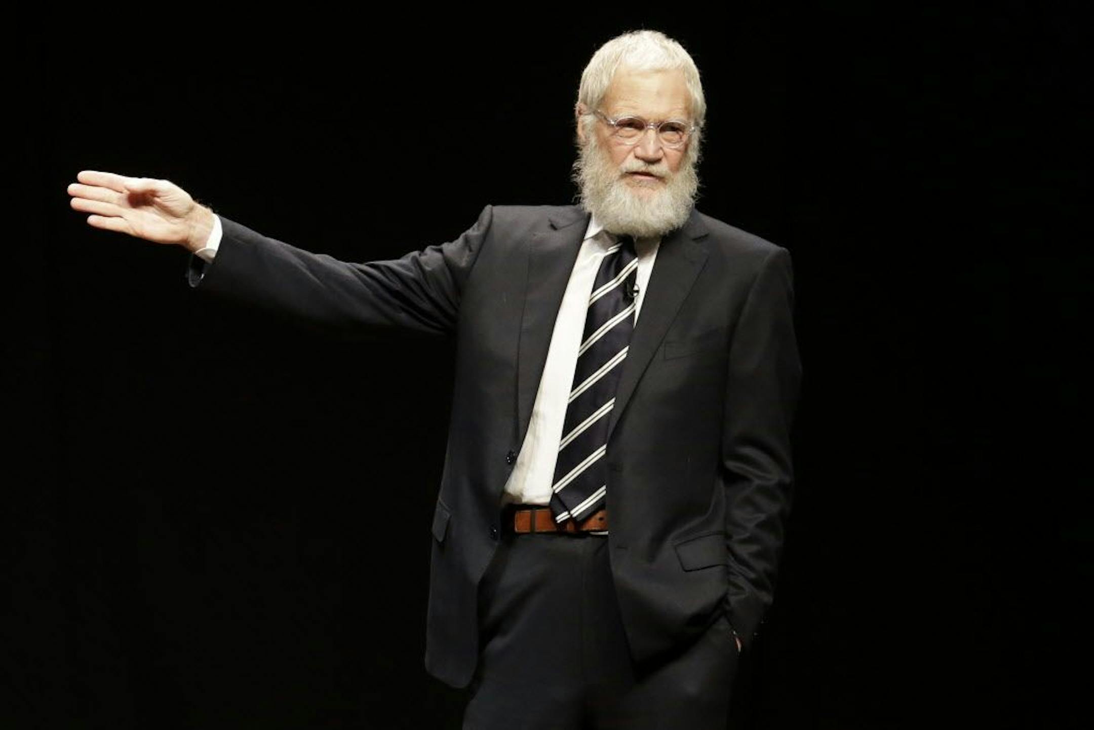 David Letterman speaks at his alma mater, Ball State University in Muncie, Ind., Nov. 30, 2015.
