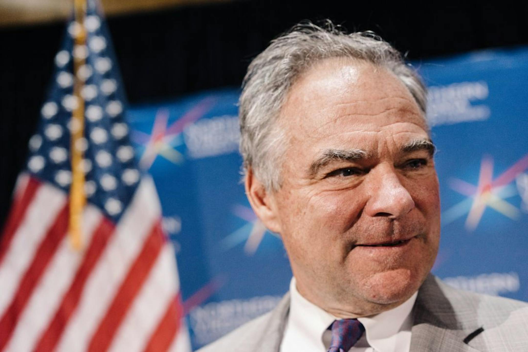 FILE -- Sen. Tim Kaine (D-Va.) participates in a healthcare roundtable discussion in Fairfax, Va., July 20, 2016. Hillary Clinton announced Kaine as her running mate via text message on July 22. Kaine, 58, is a former governor of Virginia who sits on the Senate Foreign Relations Committee and speaks fluent Spanish.