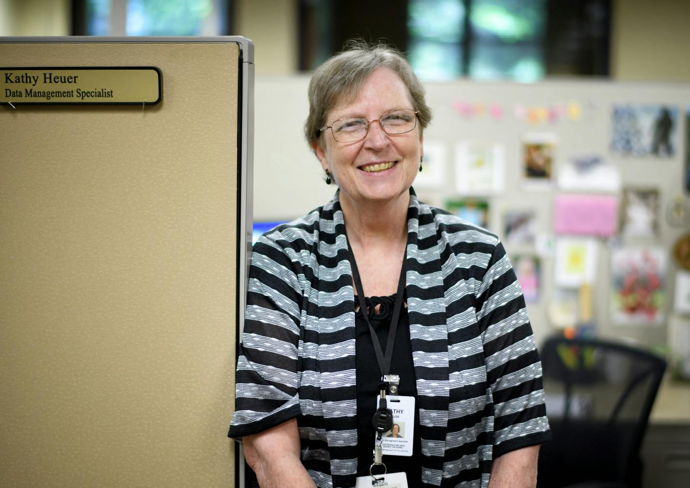 Kathy Heuer is 66 and working for at least 3 more years past the usual retirement age. She works at the Metropolitan Area Agency on Aging in Maplewood. ] GLEN STUBBE * gstubbe@startribune.com Thursday, July 7, 2016