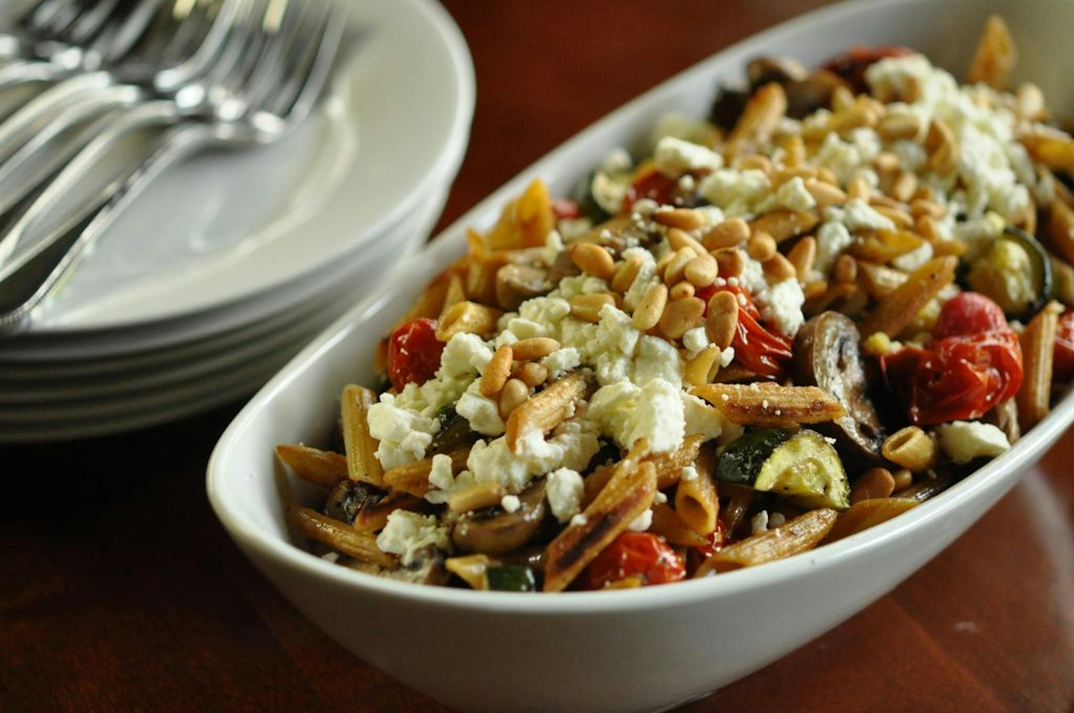 Crispy Penne With Roasted Vegetables.