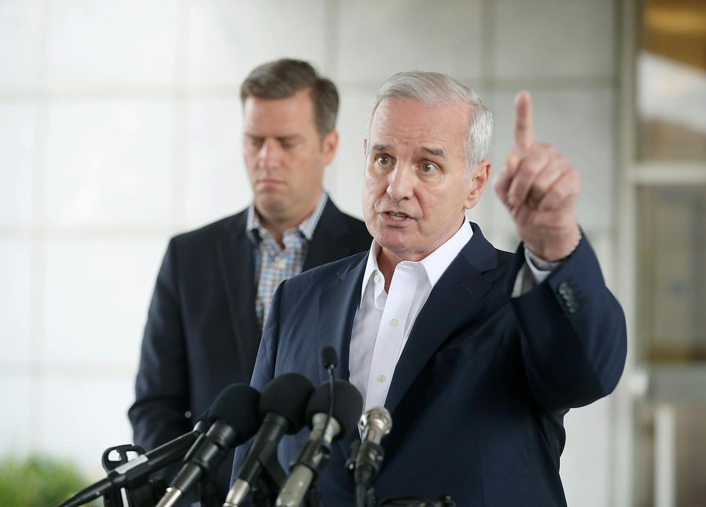 Governor Mark Dayton addressed the media along with Speaker of the House Kurt Daudt after discussing a possible special session at theVeterans building at the Capitol campus , Friday, August 12, 2016 in St. Paul, MN. ] (ELIZABETH FLORES/STAR TRIBUNE) ELIZABETH FLORES &#x2022; eflores@startribune.com