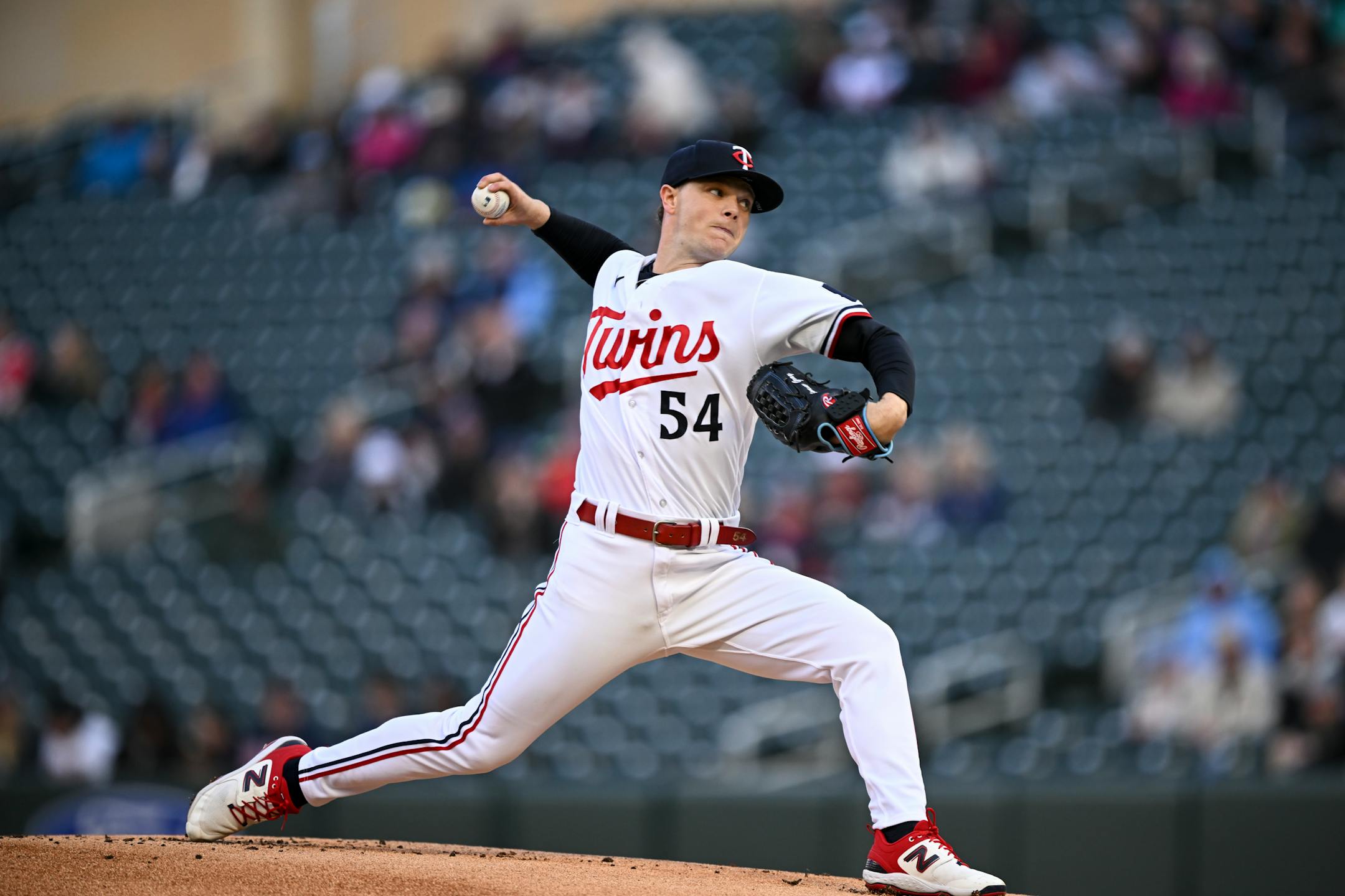 Minnesota Twins starting pitcher Sonny Gray throws a pitch in the top of the first inning against the New York Yankees Monday night at Target Field in Minneapolis.