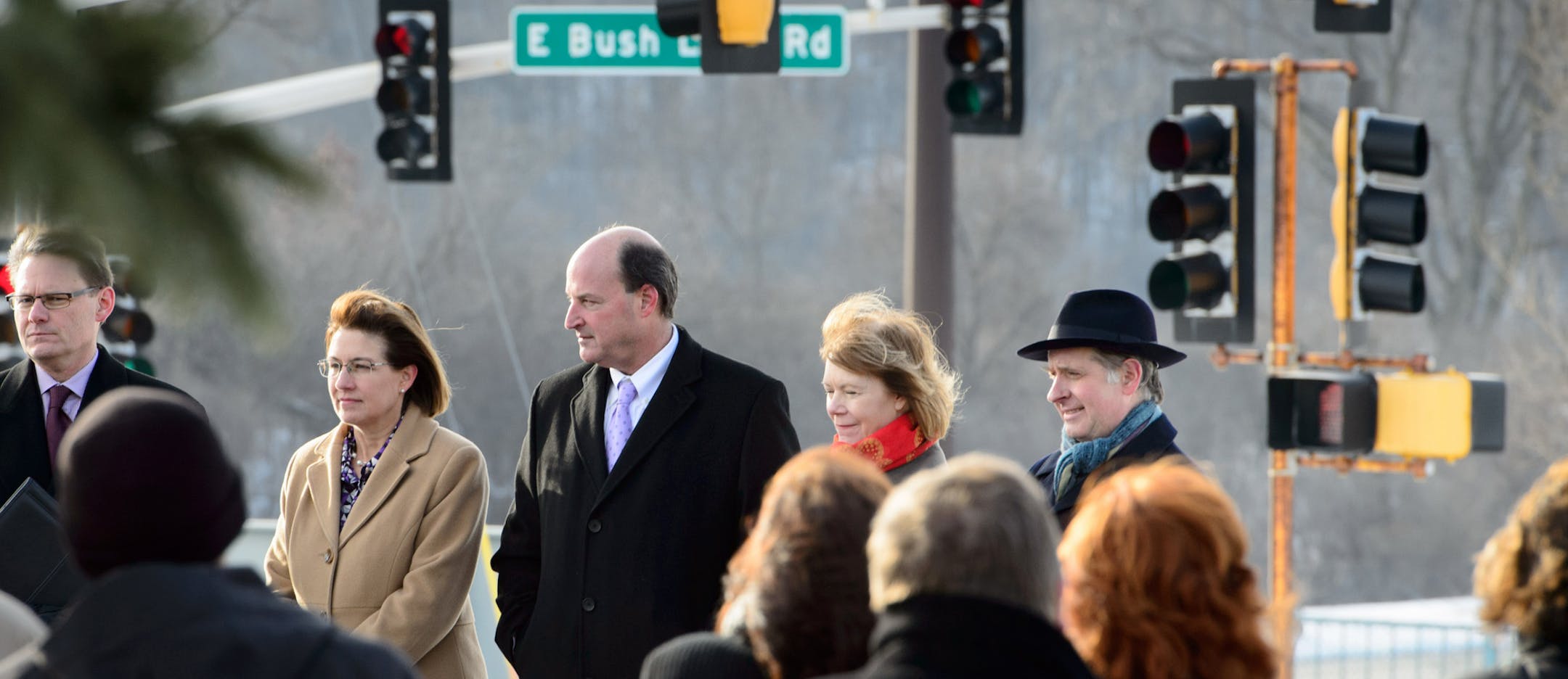 Lt. Governor Tina Smith, Transportation Commissioner Charlie Zelle, state lawmakers, and local officials announced $32 million in grants through Minnesota's Transportation Economic Development Program for 11 state highway improvement projects. One of the largest will be done here, constructing a new ramp providing westbound access to I-494 from East Bush Lake Road in Bloomington. ] GLEN STUBBE * gstubbe@startribune.com Tuesday, January 5, 2015 Lt. Governor Tina Smith, Transportation Commissioner