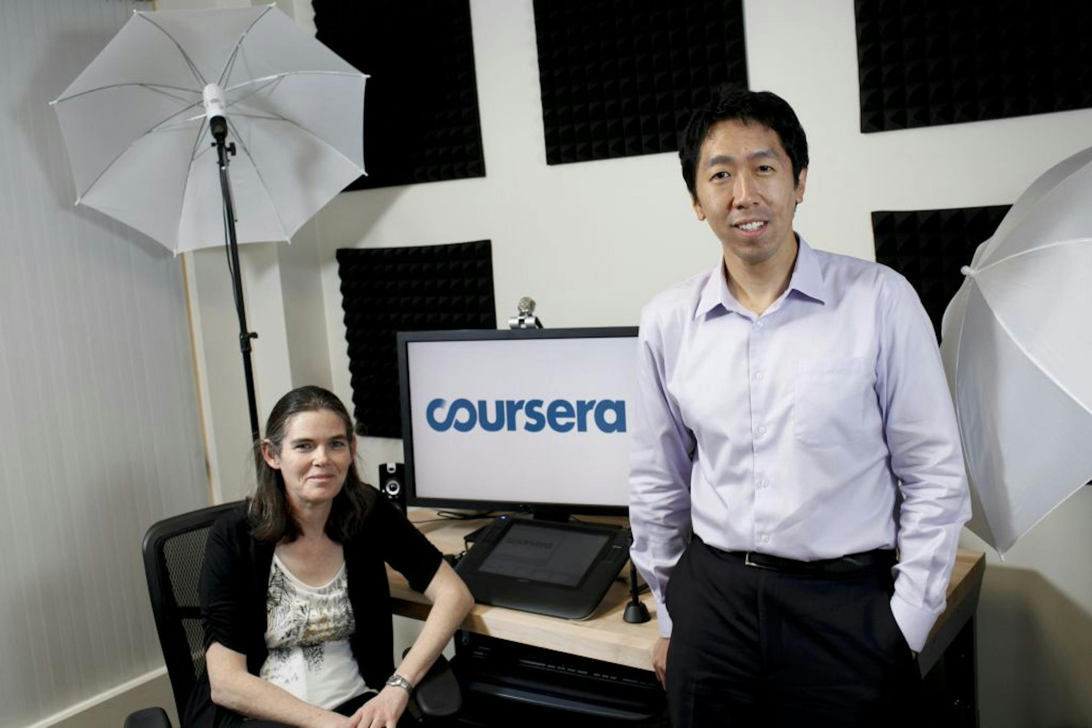 Stanford computer professors Daphne Koller and Andrew Ng are the founders of Coursera, which has nearly 2 million students.