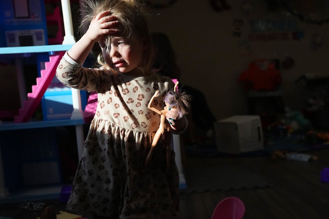 Ava Stauty, 3, played with a doll at the Iron Range Tykes Learning Center.