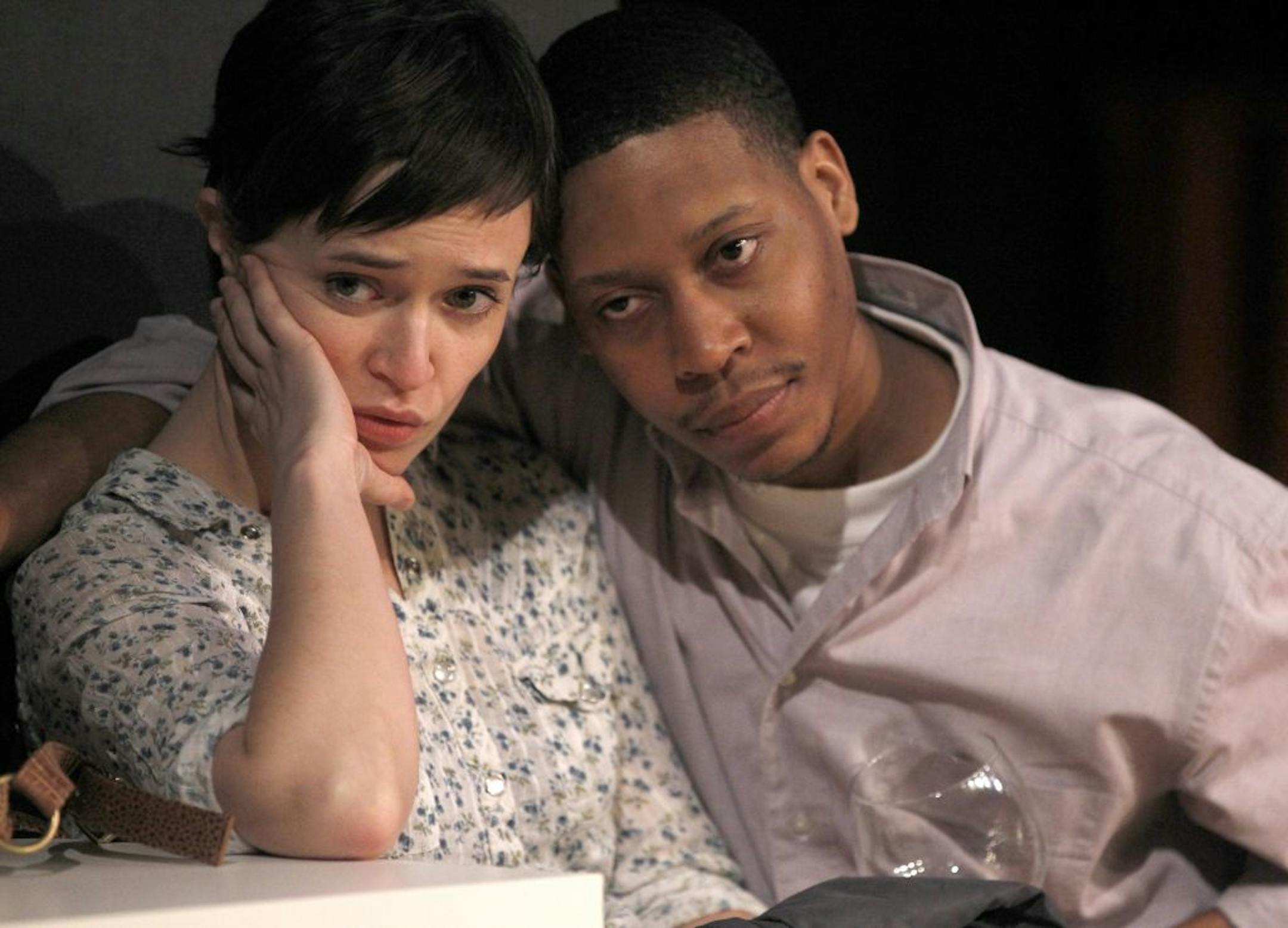 Sarah Richardson and Namir Smallwood in "Buzzer" by Tracey Scott Wilson at Pillsbury House Theatre.