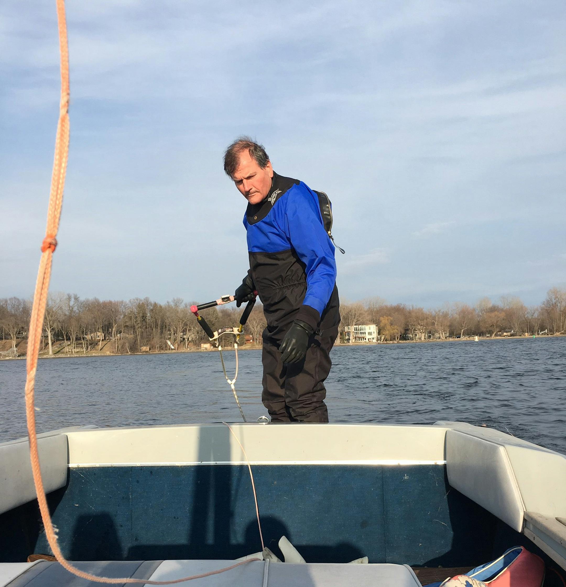 Joe Knapp gets ready to go barefoot water skiing. Provided photo