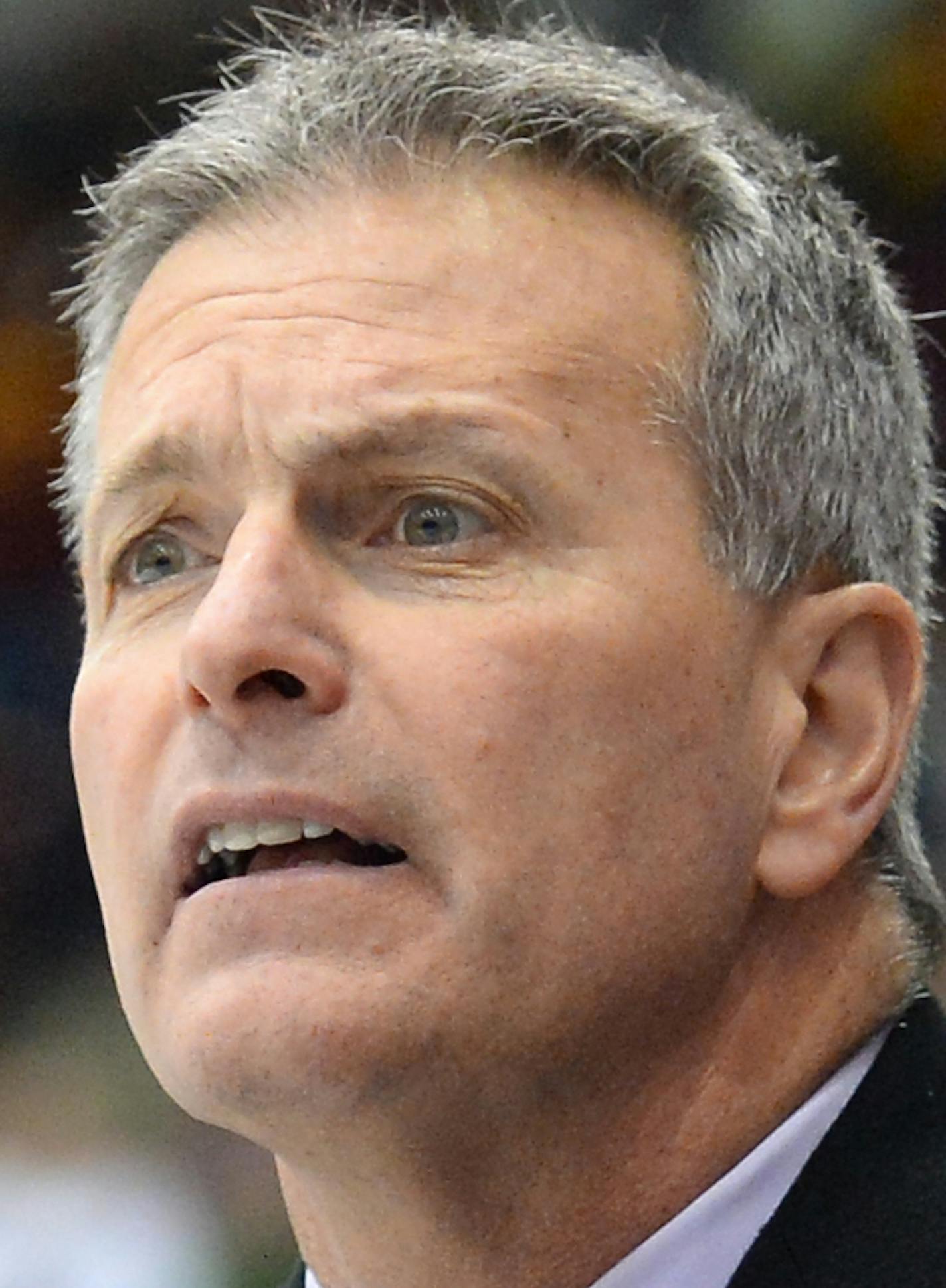 Minnesota Golden Gophers head coach Don Lucia argued with an official during the third period against the Penn State Nittany Lions Friday night. ] (AARON LAVINSKY/STAR TRIBUNE) aaron.lavinsky@startribune.com The University of Minnesota Golden Gophers men's hockey team played the Penn State Nittany Lions on Friday, Feb. 5, 2016 at Mariucci Arena in Minneapolis, Minn. ORG XMIT: MIN1602052200044850 ORG XMIT: MIN1605132152360564