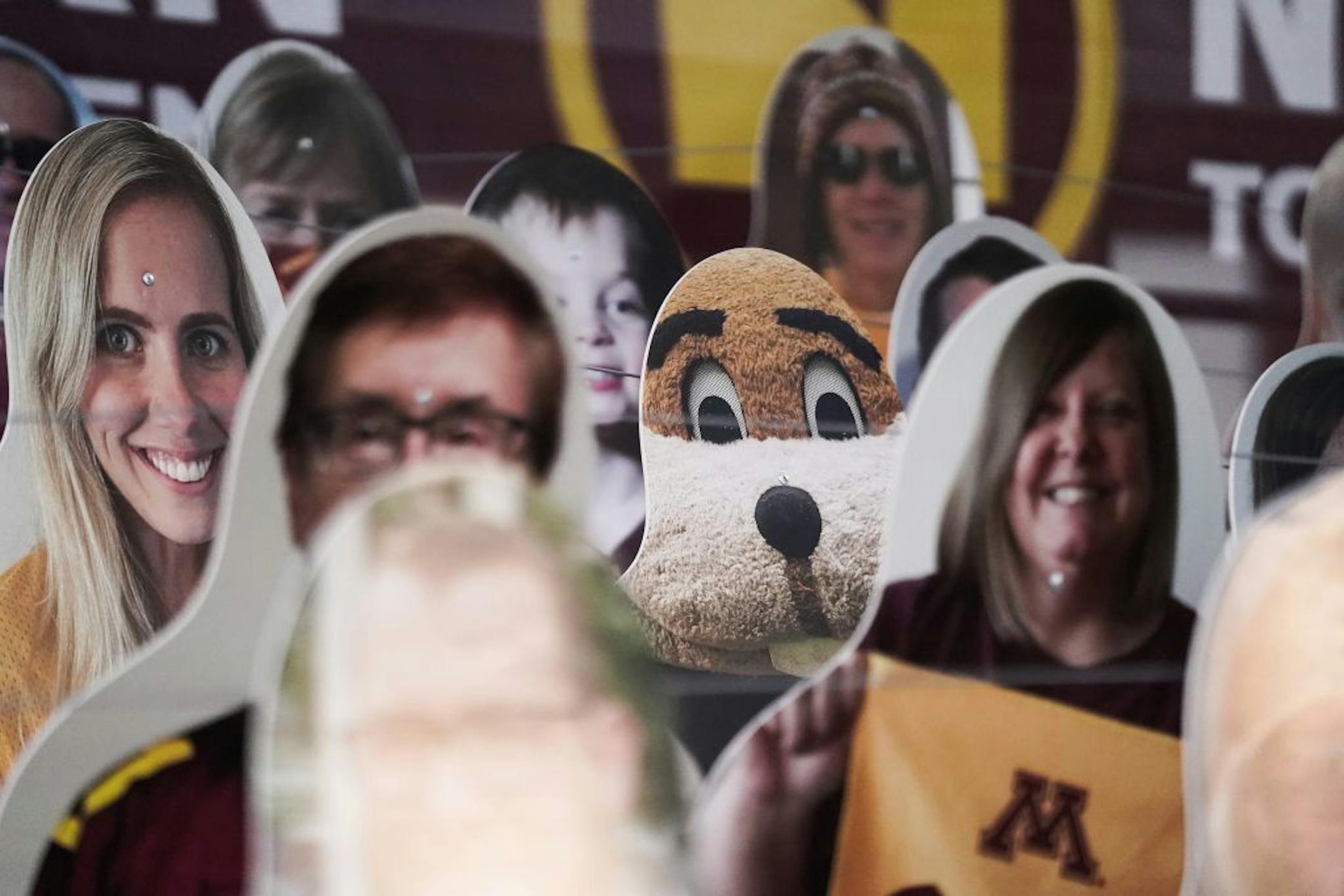 Goldy made an appearance amongst the cutouts replacing fans in the west end zone.
