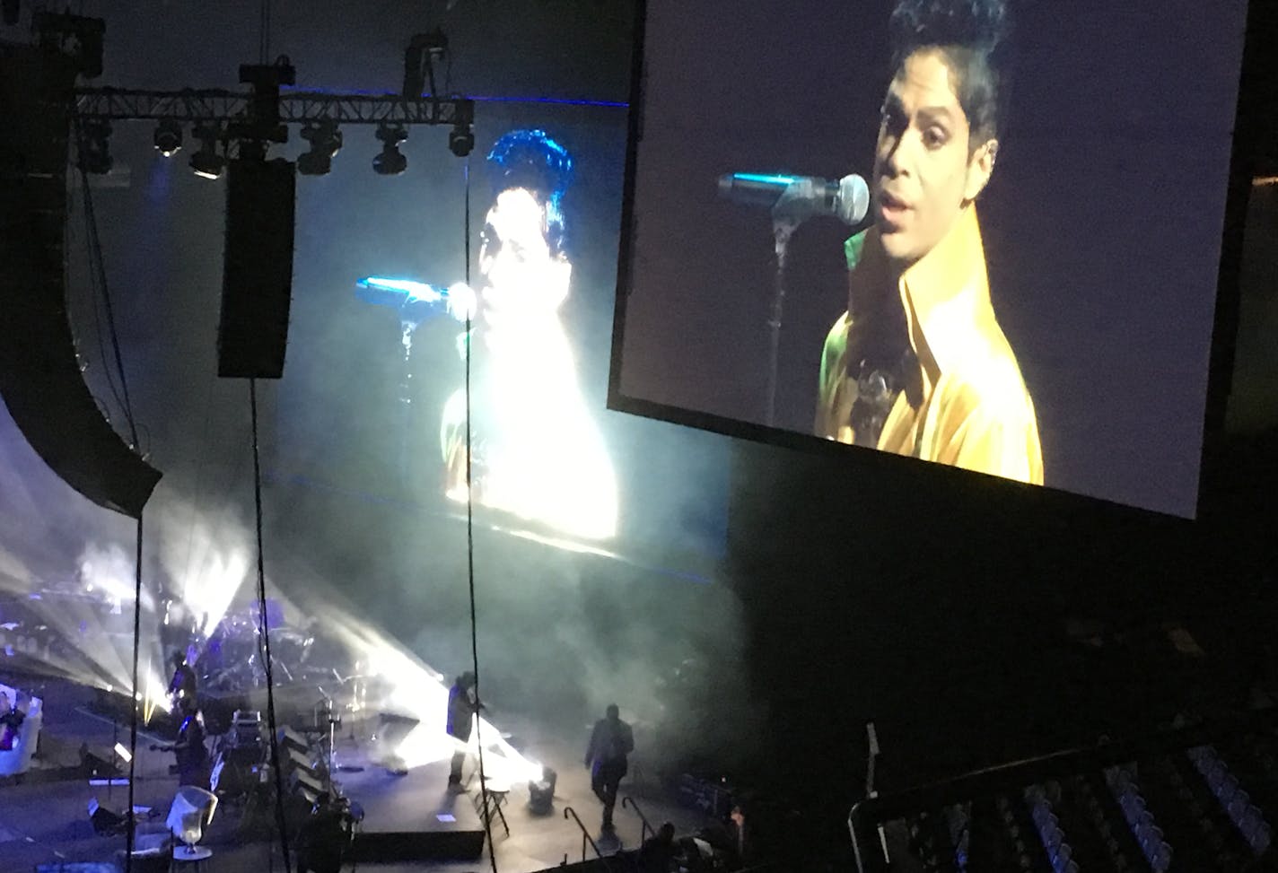 Review of Prince: Live on the Big Screen w live band at target Center. ] Photo Jon Bream - Star Tribune Minneapolis, MN