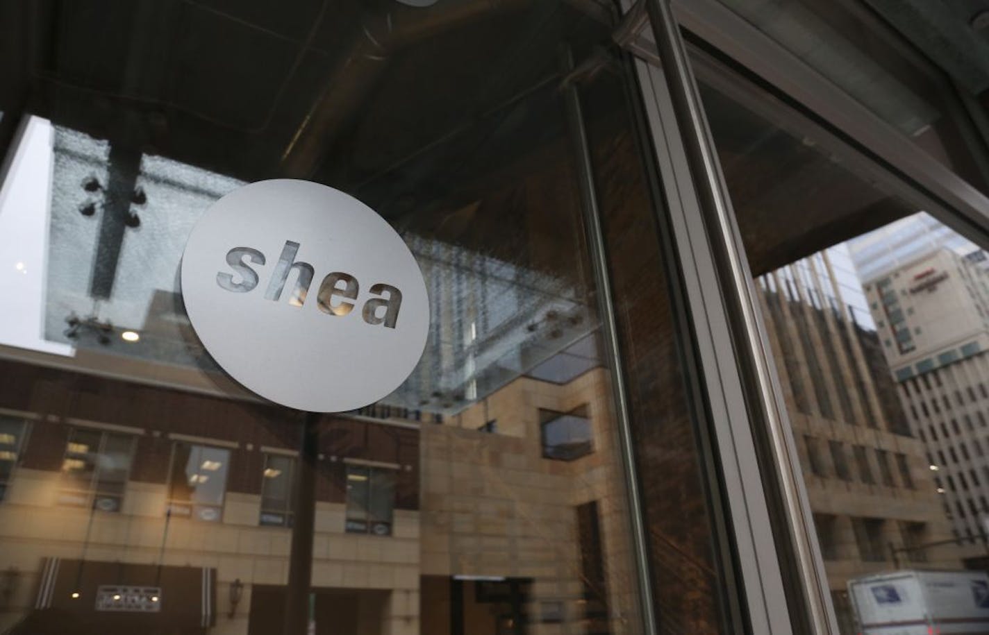 The front door at Shea, a design firm, that has relocated in the old Shinder's bookstore building.in Minneapolis, Min., Friday November 9, 2012.