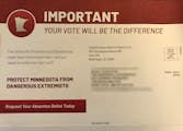 This mailer is being sent to households across Minnesota from a group called Common Sense Voters of America, an Ohio-based political advocacy group. (