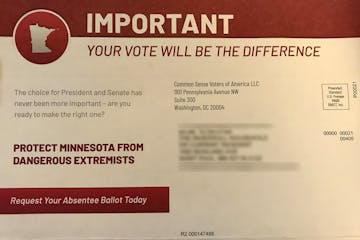 This mailer is being sent to households across Minnesota from a group called Common Sense Voters of America, an Ohio-based political advocacy group. (