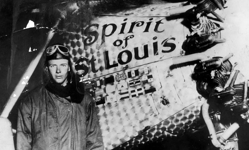 Capt. Charles Lindbergh is pictured with the Spirit of St. Louis. 