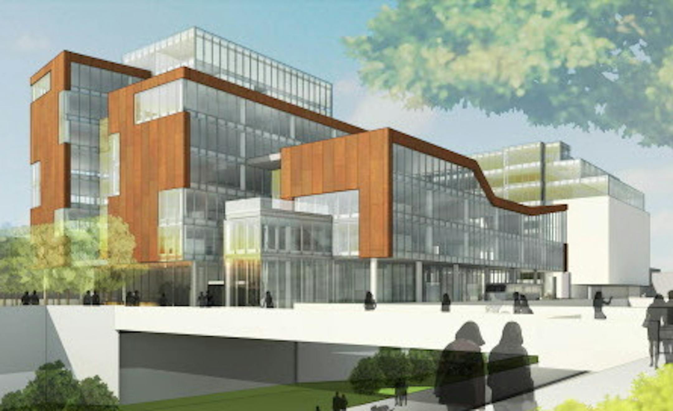 Mozaic East viewed from Fremont Ave. South and Midtown greenway. Credit: Perkins + Will