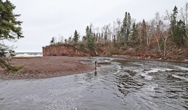 On a spring day on which Lake Superior waves relentlessly pounded Minnesota's North Shore, Dave Zentner of Duluth cut a solitary figure while fishing 