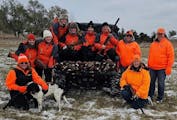 Women hunters in South Dakota included, clockwise from bottom left, Emilie Hitch, Jackie Taylor, Maija Hoehn, Anne Mezzenga, Danyel O’Connor, Lacy C