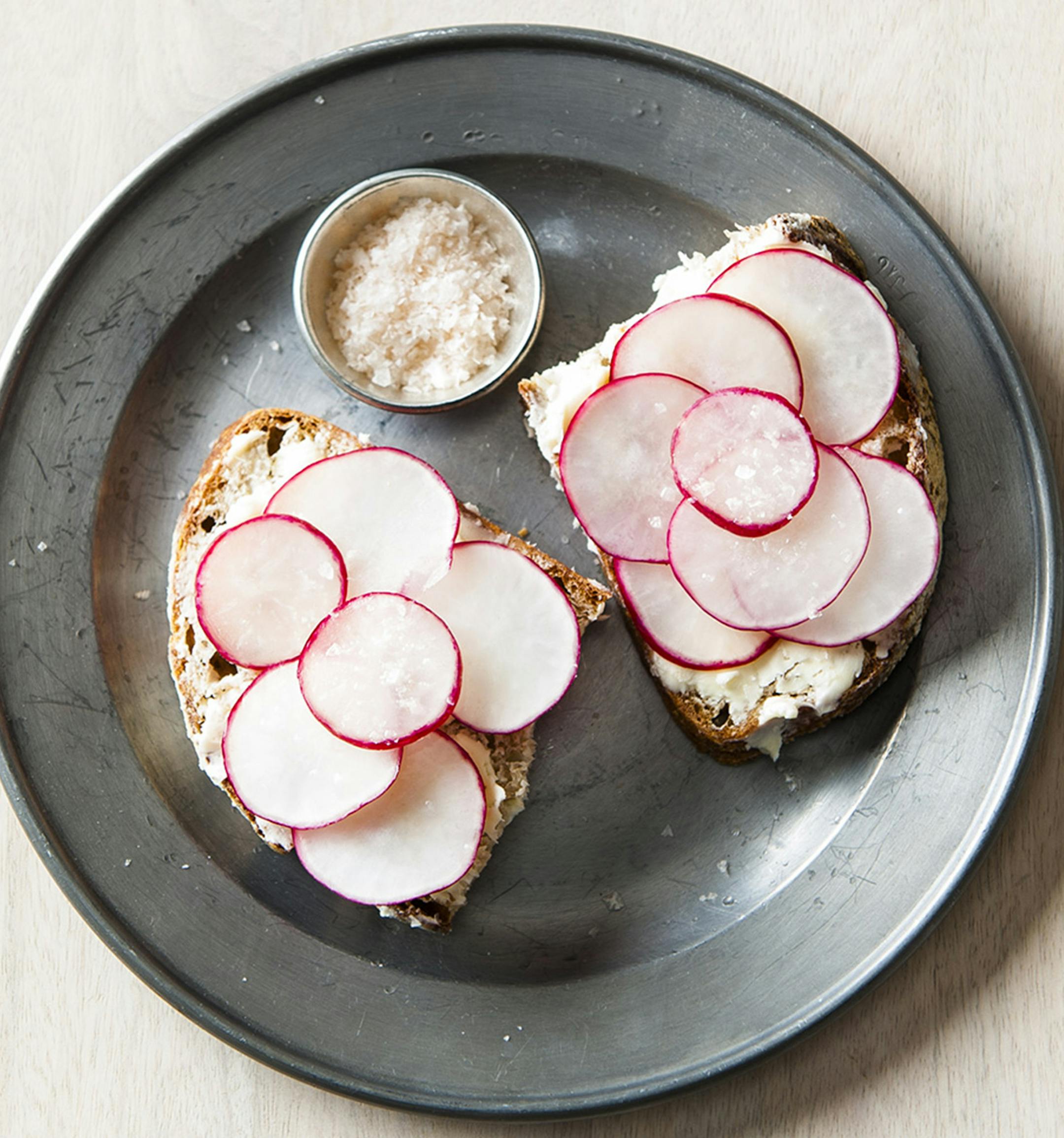 Open Faced Radish Sandwiches With Fresh Butter