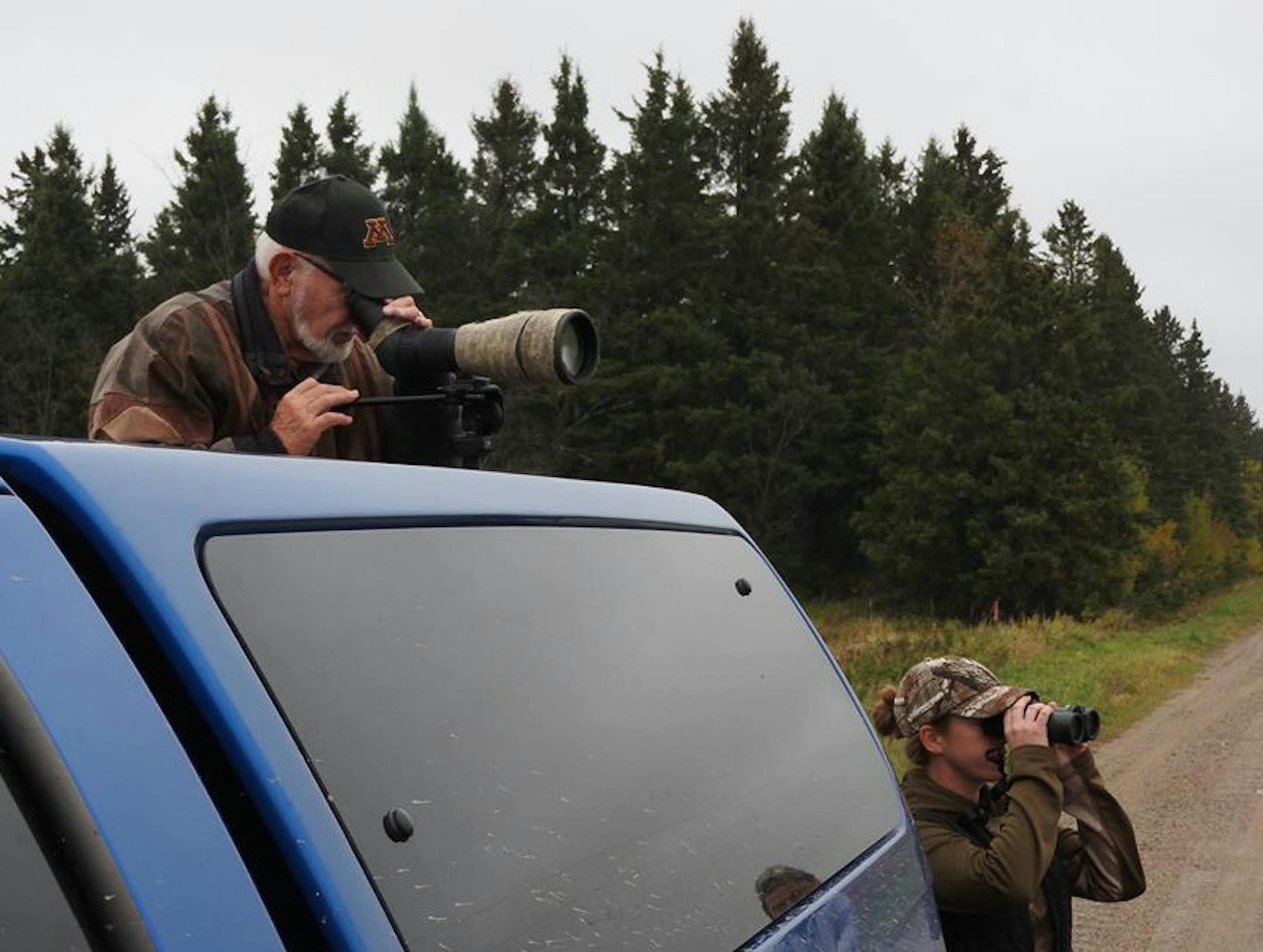 Bob Janssen, left, on an outing to Koochiching County last October. ORG XMIT: Aq_Ip-NwYykDbLIz_TMD