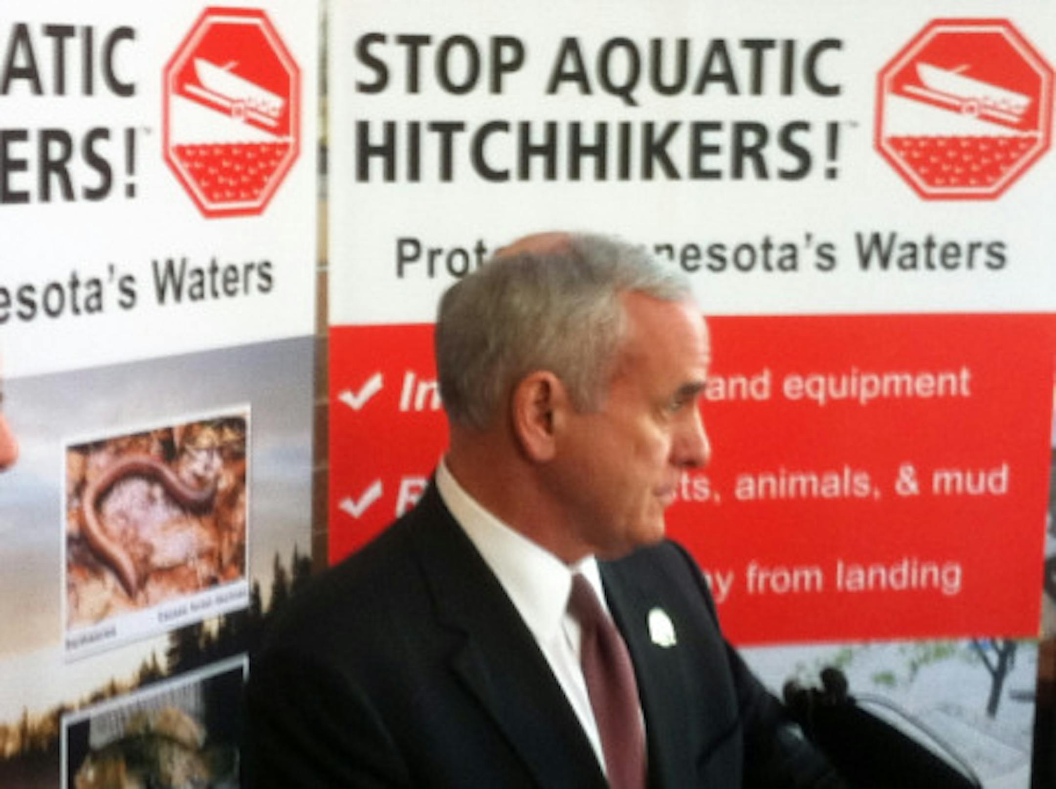 Gov. Mark Dayton at the DNR Wednesday morning.