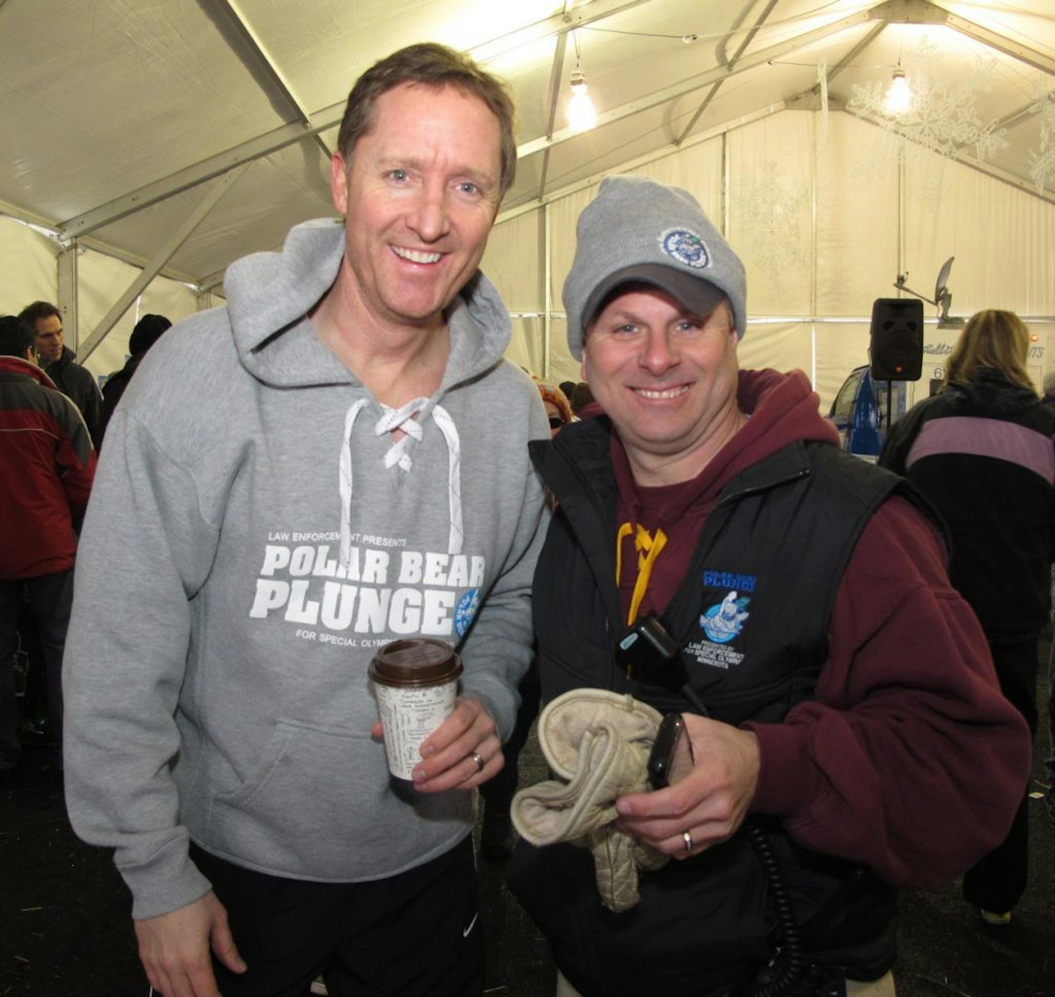 Ian Leonard of Fox 9 and Bill Fish of Special Olympics Minnesota.