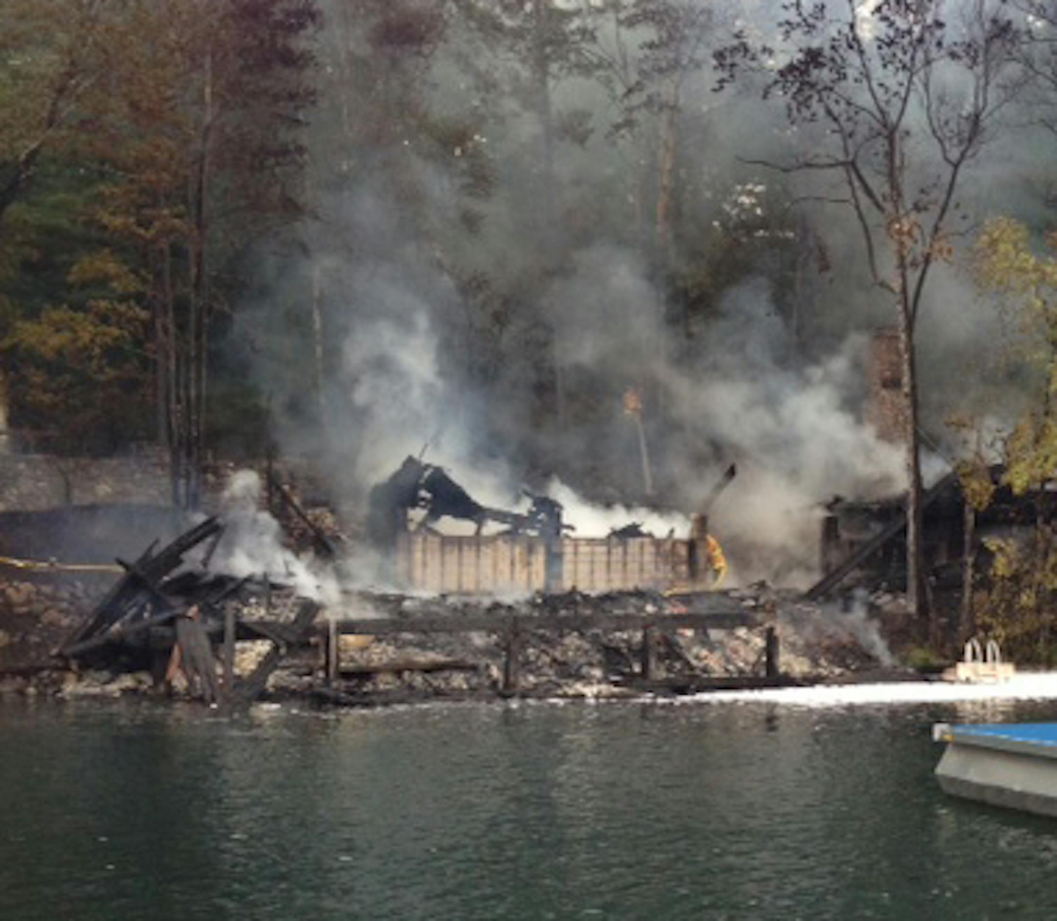 The wilderness cabin of Wild owner Craig Leipold burned to the ground this summer during a management retreat. Photo from the iPhones of the Wild staff.