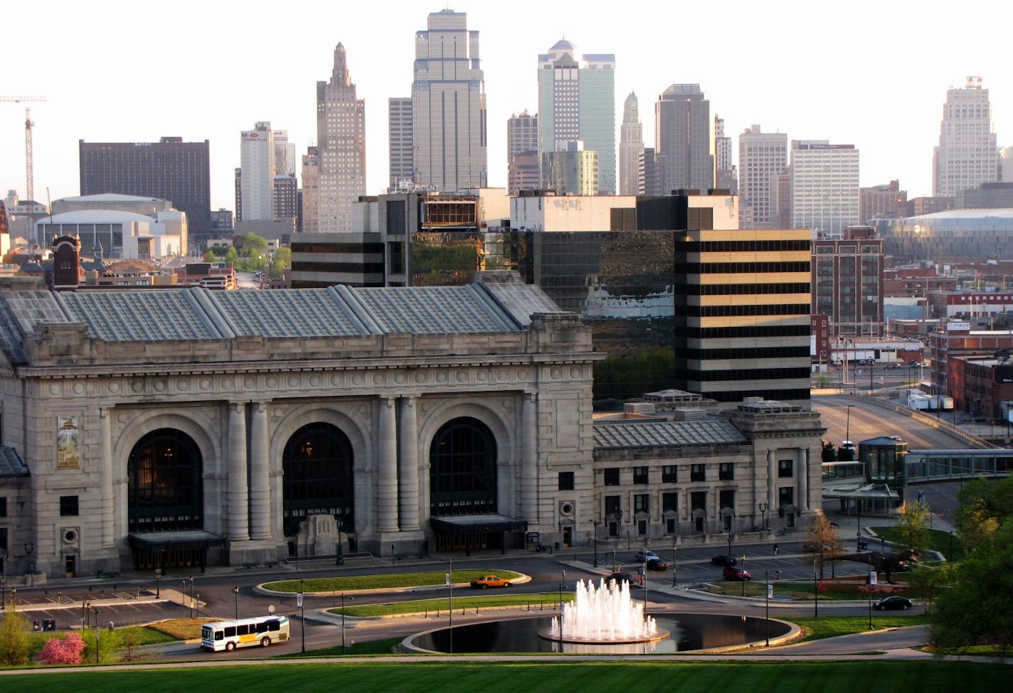 Downtown Kansas City, Mo., and Union Station are seen from the Liberty Memorial.