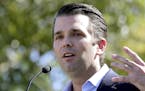 FILE - In this Friday, Nov. 4, 2016 file photo, Donald Trump Jr. campaigns for his father Republican presidential candidate Donald Trump in Gilbert, A