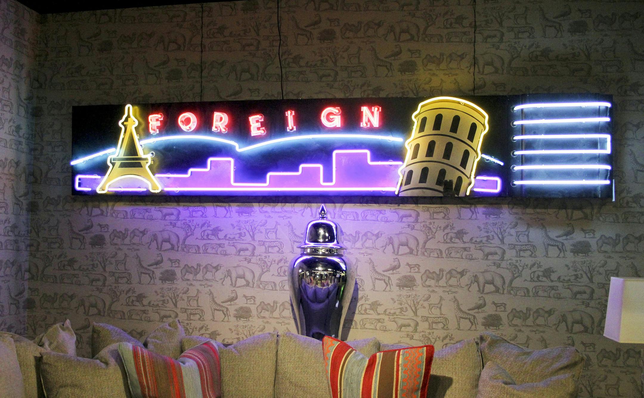 Interior neon lighting representing old movie marques from Cisco Brothers. (Patricia Sheridan/Pittsburgh Post-Gazette/TNS)