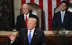 President Donald Trump delivers his State of the Union address to a joint session of Congress on Capitol Hill in Washington, Tuesday, Jan. 30, 2018. (