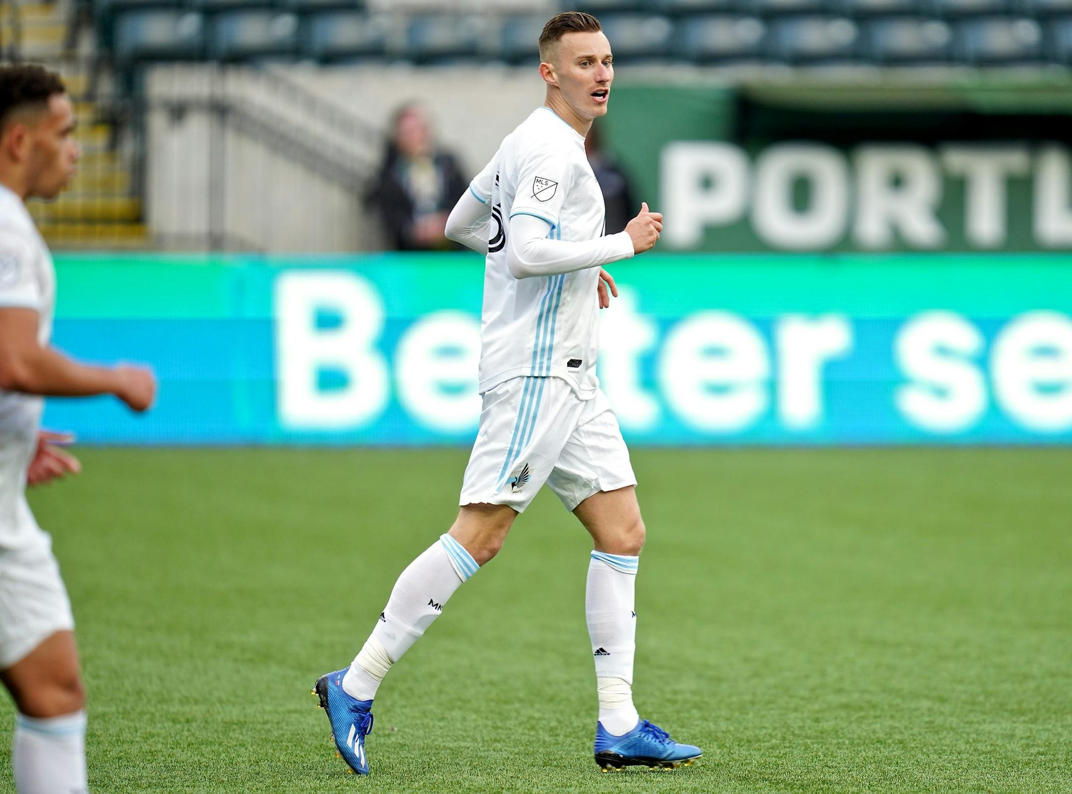 Minnesota United midfielder Jan Gregus during a preseason match against the New England Revolution on Feb. 16 at Providence Park in Portland.