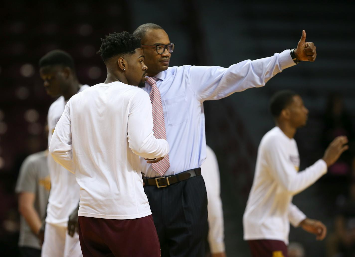 Kevin Dorsey stood on the court with assistant coach Kimani Young in 2016