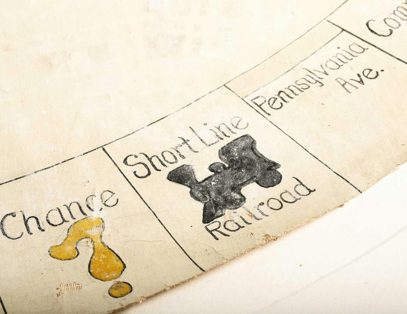 This undated picture provided by The Strong children's museum in Rochester, N.Y. shows the oldest known version of Monopoly handmade by inventor Charles Darrow. The Strong's National Museum of Play revealed Tuesday, Dec. 21, 2010 it was the winning bidder at Sotheby's last week with $146,500 for the table-sized board game created around 1933 with pen-and-ink and gouache on a circular piece of oilcloth. It contains 200-plus pieces, including playing cards, hotels and bank notes. (AP Photo/The Str