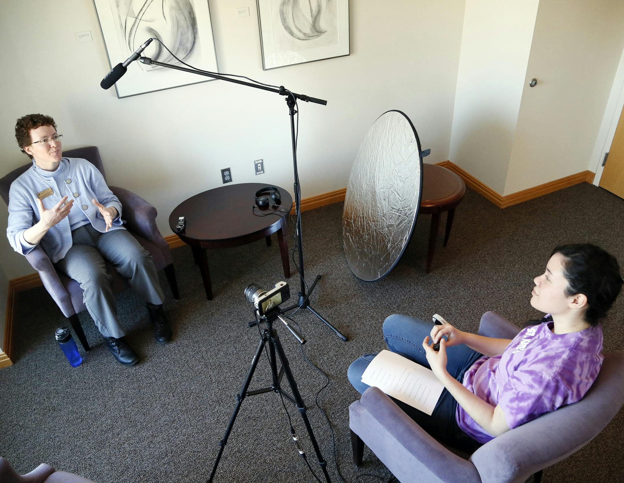 Sister Vicky Larson assistant professor of nursing at Saint Catherine University was interview by Helen Garcia at student at the school March 14, 2014 in St. Paul, MN. ] JERRY HOLT jerry.holt@startribune.com