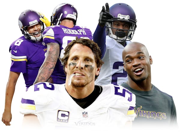 A busy Vikings offseason will include decisions on several veterans, including, clockwise from upper left, QB Sam Bradford, DB Terence Newman, RB Adri
