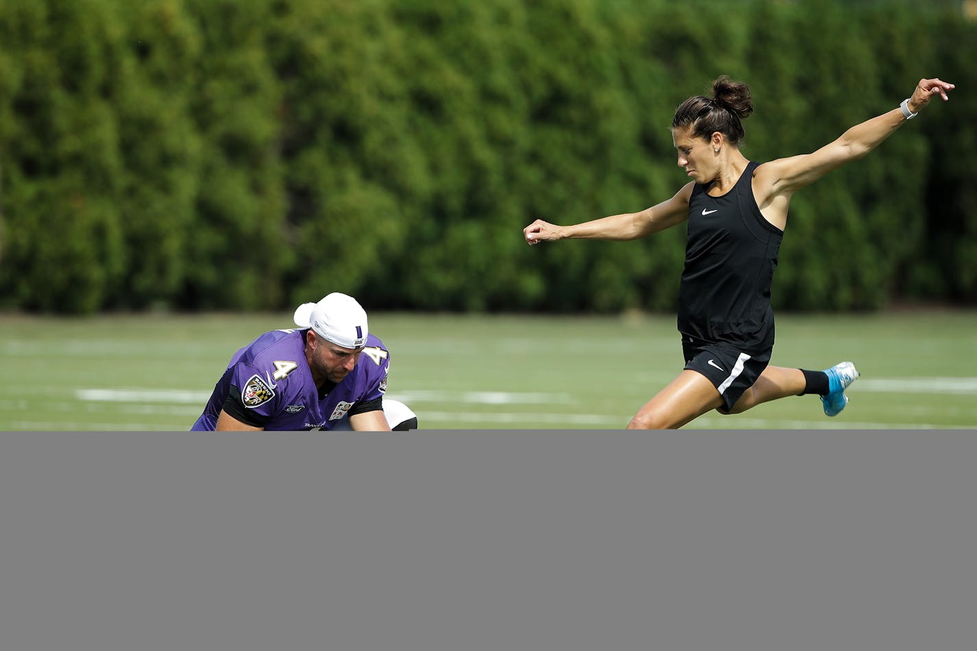 U.S. women's soccer national team star Carli Lloyd nailed a 55-yard field goal in August during a joint NFL practice with the Ravens and Eagles, which was captured on video -- and captured a lot of people's attention. "Next thing you know," Lloyd said, "it became majorly viral."