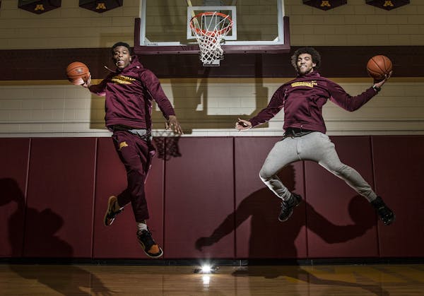Gophers transfers Davonte Fitzgerald, left, and Reggie Lynch aren&#x2019;t able to help this season, but they&#x2019;re working to become difference-m